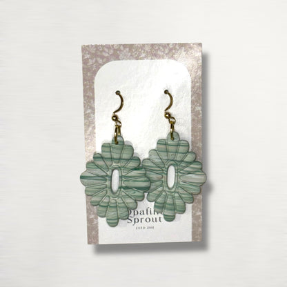 The Rosette Drop Earrings – Jadeite – Special Edition | Hypoallergenic 18K Gold-Plated – Handmade Jewelry