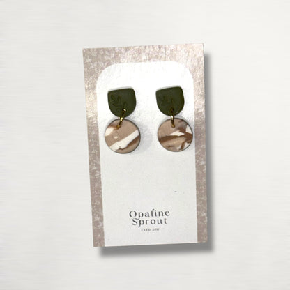 The Tandem Drop Earrings – Sandstone & Sage – Special Edition | Hypoallergenic 18K Gold-Plated – Handmade Jewelry