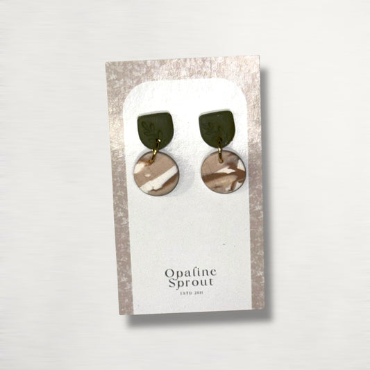 The Tandem Drop Earrings – Sandstone & Sage – Special Edition | Hypoallergenic 18K Gold-Plated – Handmade Jewelry