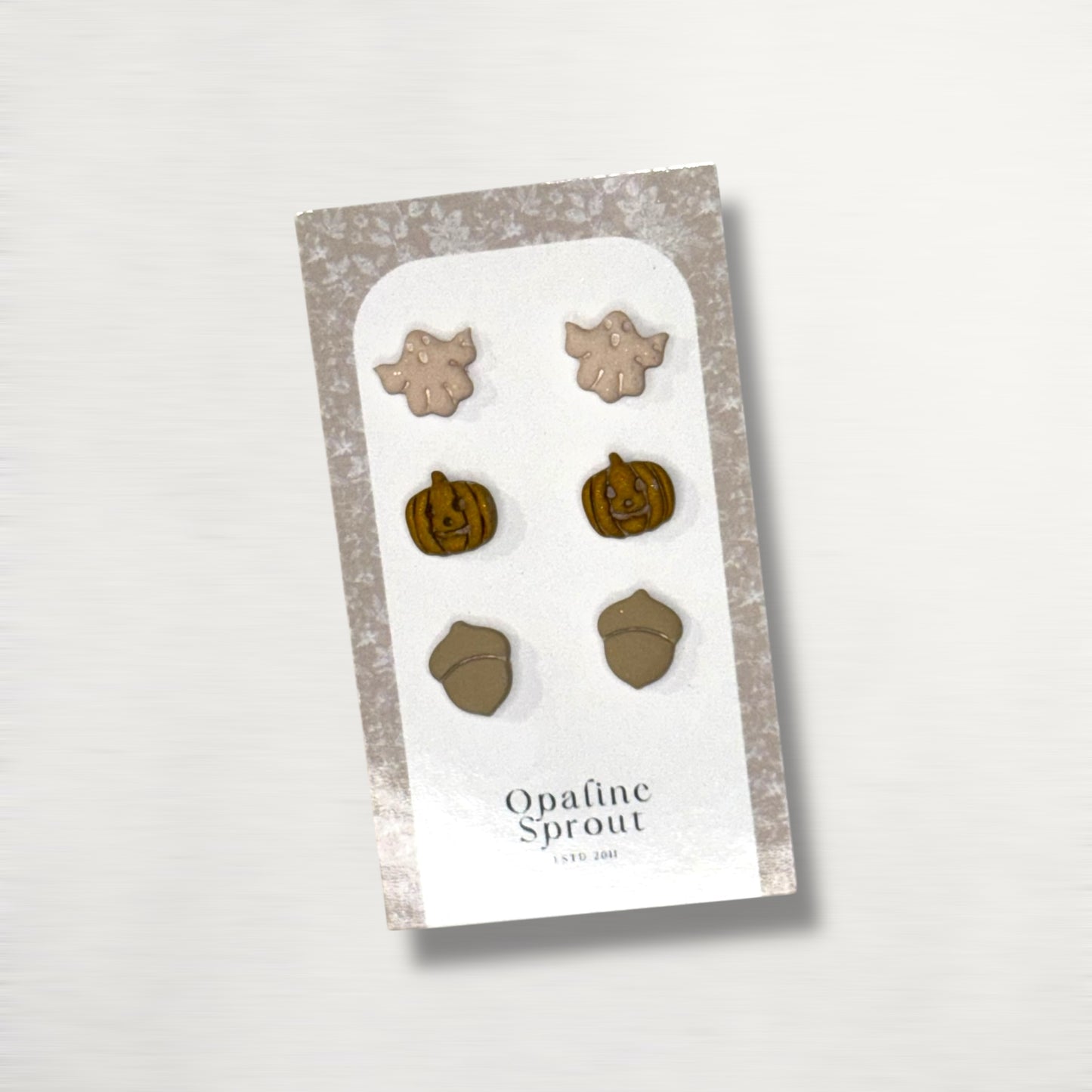 The October Studs – Ghost, Pumpkin, Acorn Trio | Hypoallergenic 18K Gold-Plated – Handmade Jewelry