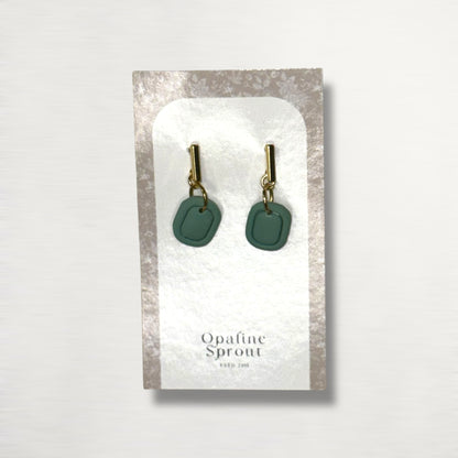 Drop Dangle Earrings · Hypoallergenic 18K Gold Plated Stainless Steel · Clay Earrings · Blue Dainty Bezel Rectangle · Spring