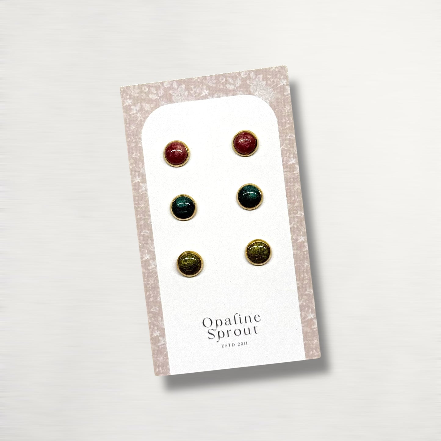 The Dot Studs – Ruby, Emerald, Citrine · Autumn Collection
