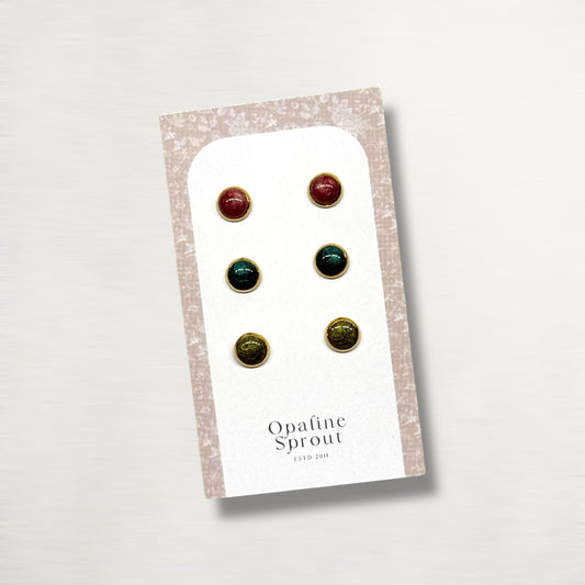 The Dot Studs – Ruby, Emerald, Citrine · Autumn Collection