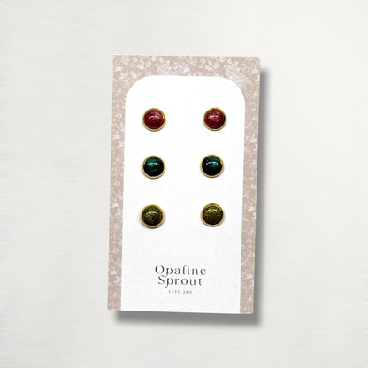 The Dot Studs – Ruby, Emerald, Citrine · Autumn Collection