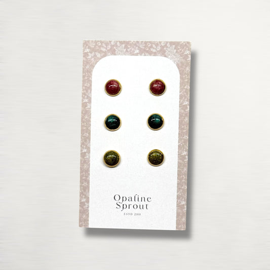 The Dot Studs – Ruby, Emerald, Citrine · Autumn Collection