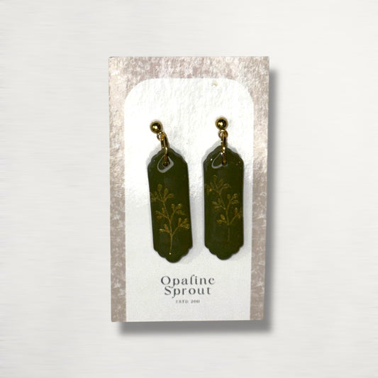 The Monolith Drop Earrings – Gilded Forest – Special Edition | Hypoallergenic 18K Gold-Plated – Handmade Jewelry