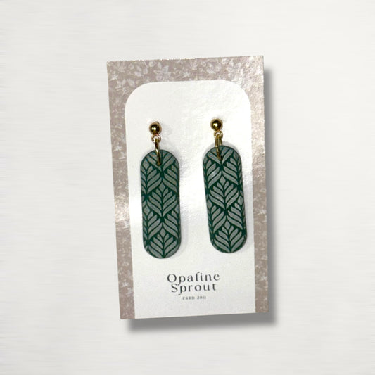 The Monolith Drop Earrings – Fern & Forest – Special Edition | Hypoallergenic 18K Gold-Plated – Handmade Jewelry