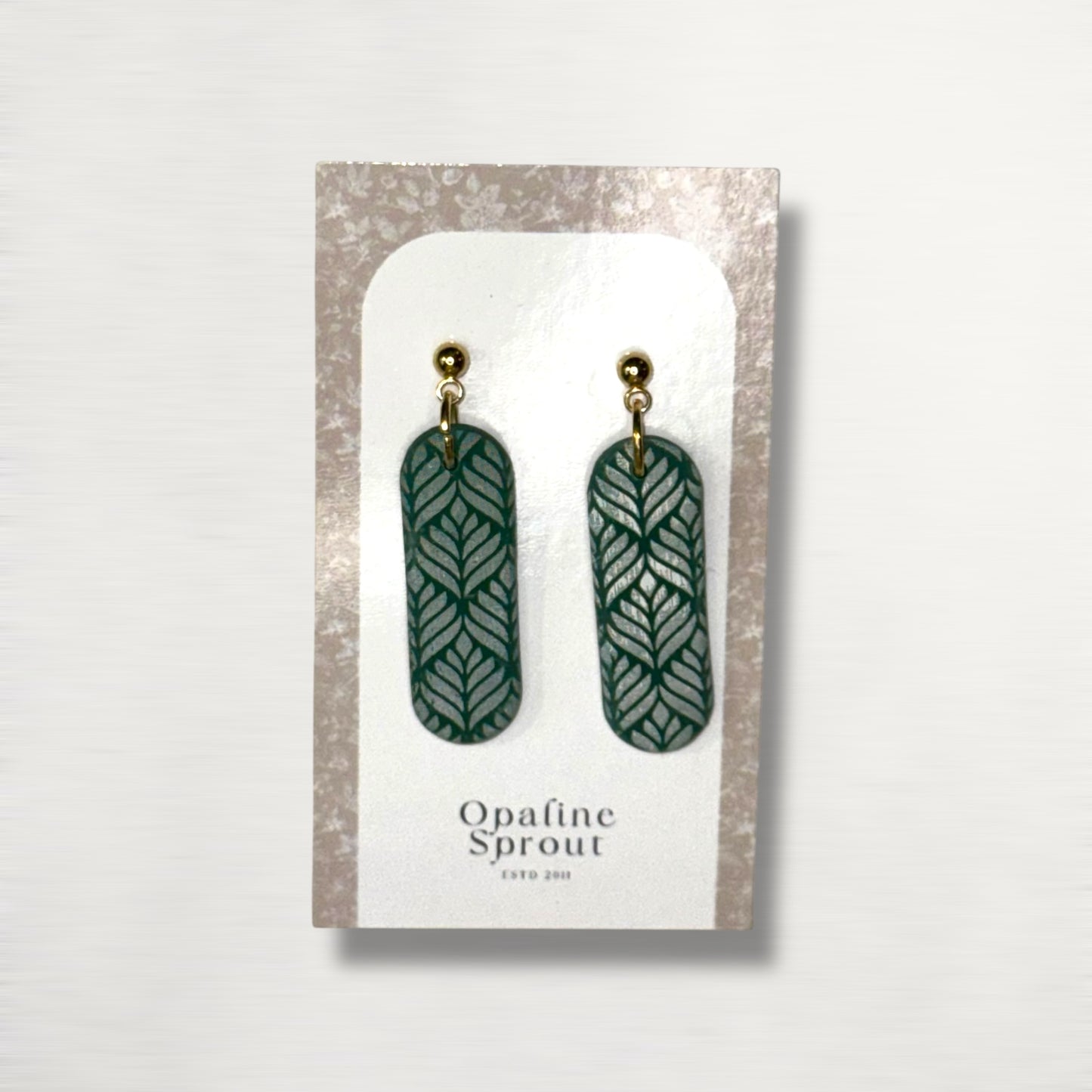 The Monolith Drop Earrings – Fern & Forest – Special Edition | Hypoallergenic 18K Gold-Plated – Handmade Jewelry