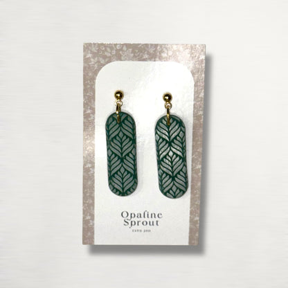 The Monolith Drop Earrings – Fern & Forest – Special Edition | Hypoallergenic 18K Gold-Plated – Handmade Jewelry