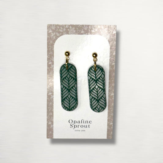 The Monolith Drop Earrings – Fern & Forest – Special Edition | Hypoallergenic 18K Gold-Plated – Handmade Jewelry