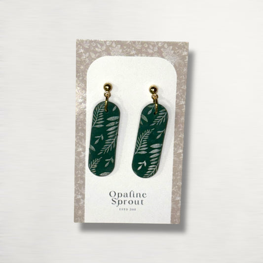 The Monolith Drop Earrings – Fern & Forest – Special Edition | Hypoallergenic 18K Gold-Plated – Handmade Jewelry