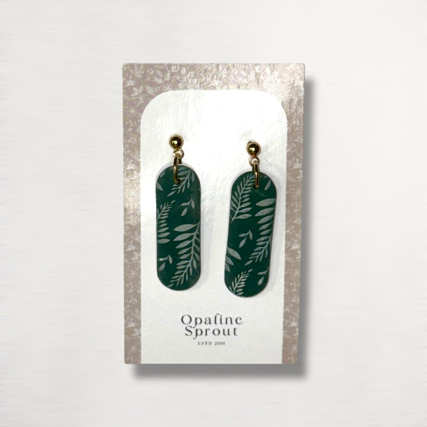 The Monolith Drop Earrings – Fern & Forest – Special Edition | Hypoallergenic 18K Gold-Plated – Handmade Jewelry