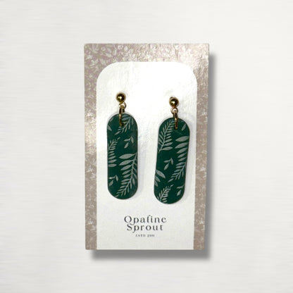 The Monolith Drop Earrings – Fern & Forest – Special Edition | Hypoallergenic 18K Gold-Plated – Handmade Jewelry