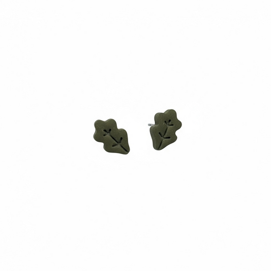 The October Studs – Olive · Leaf