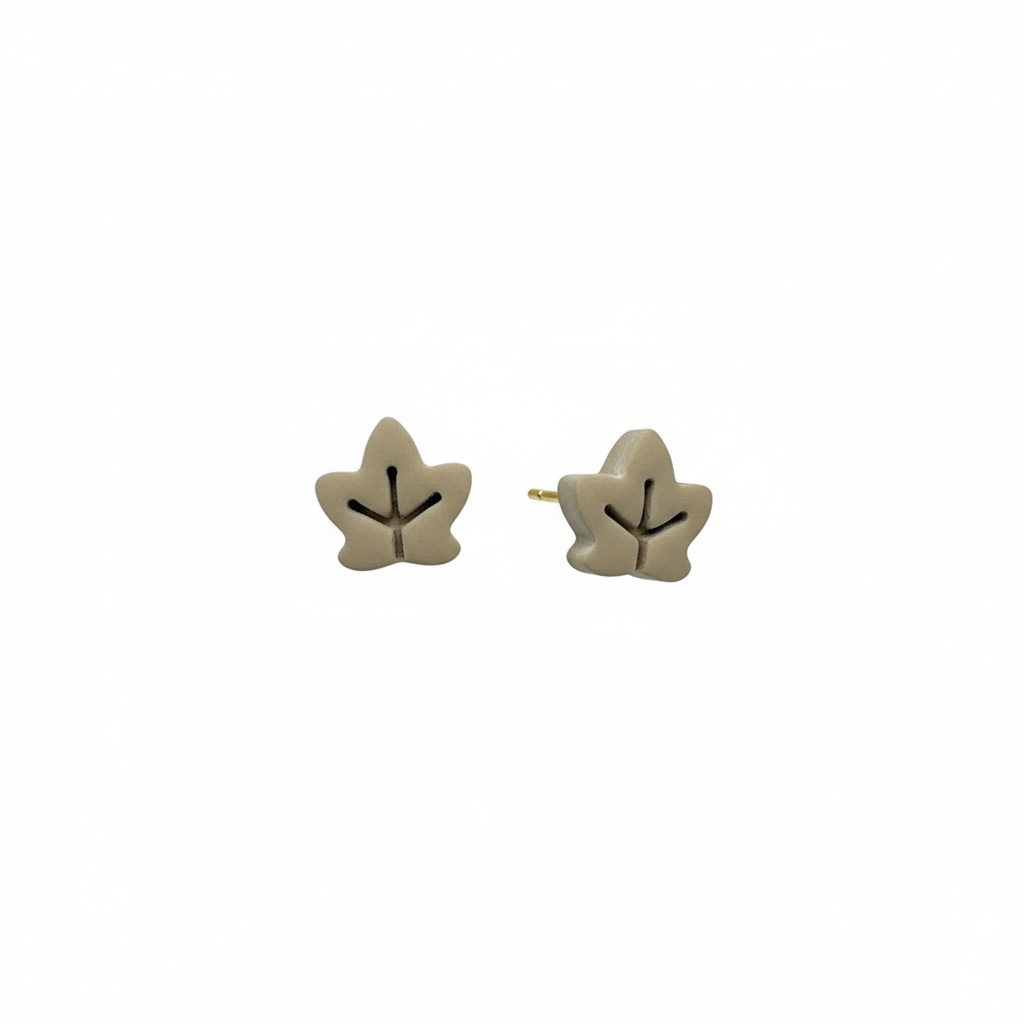 The October Studs – Khaki · Leaf