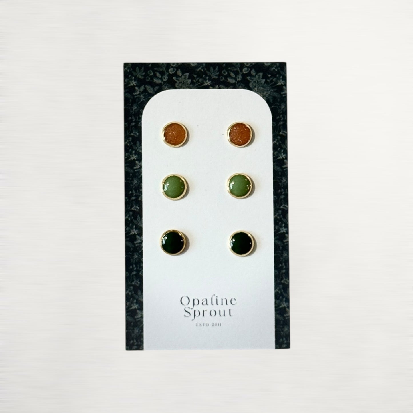 The Dot Studs – Sage, Forest, Coral