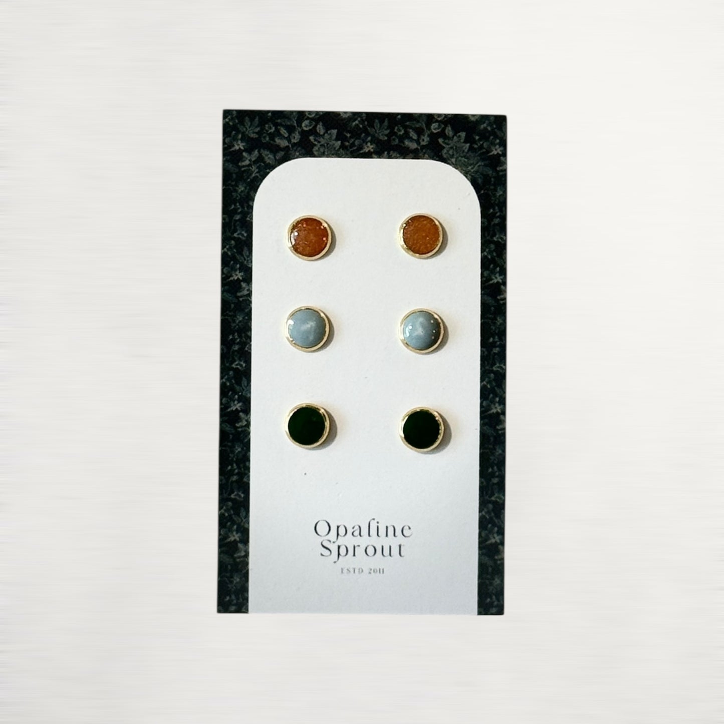 The Dot Studs – Dusty Mint, Forest, Golden Hour