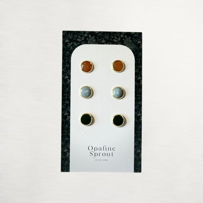 The Dot Studs – Dusty Mint, Forest, Golden Hour