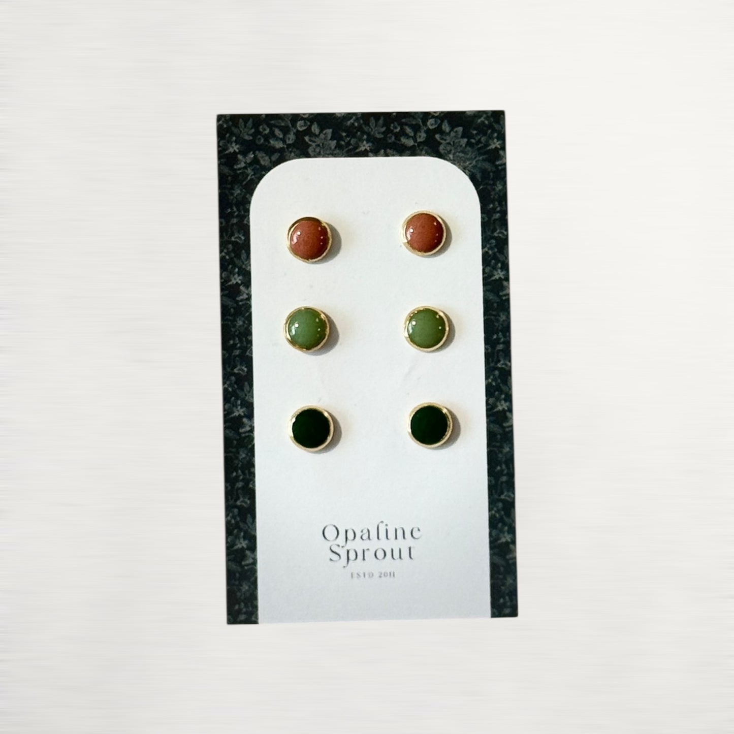 The Dot Studs – Sage, Forest, Coral