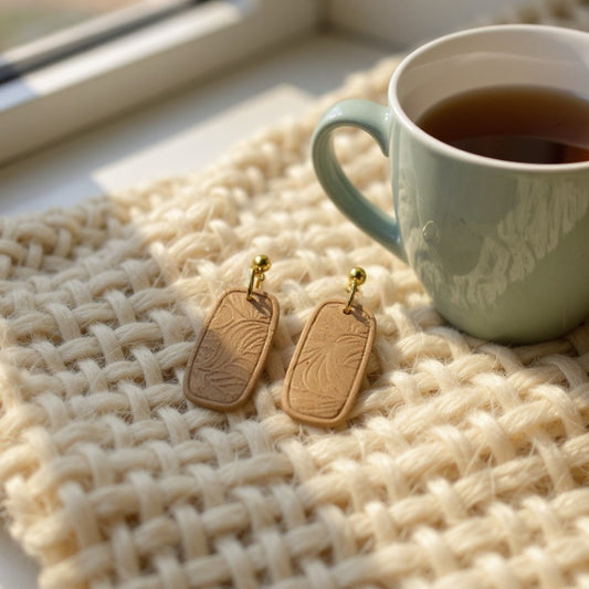 The Tablet Drop Earrings – Golden Hour – Autumn Collection · Pumpkin Patch | Hypoallergenic 18K Gold-Plated – Handmade Jewelry