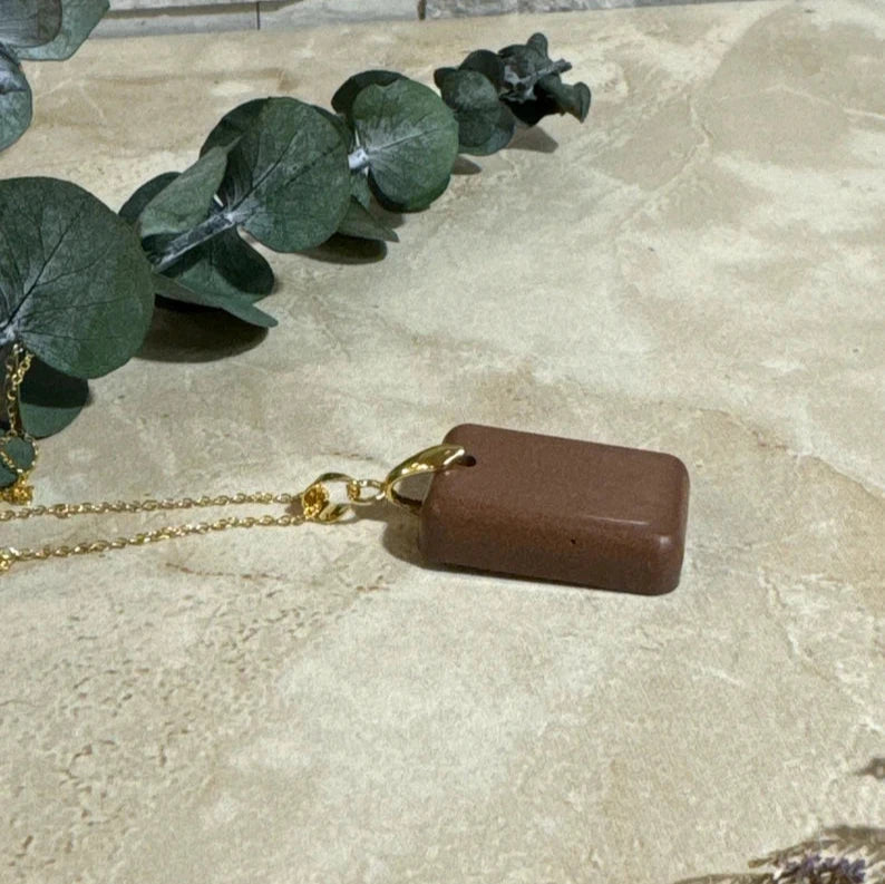 Copper Glow: Rectangular Pendant Necklace