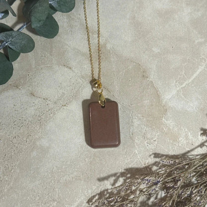 Copper Glow: Rectangular Pendant Necklace