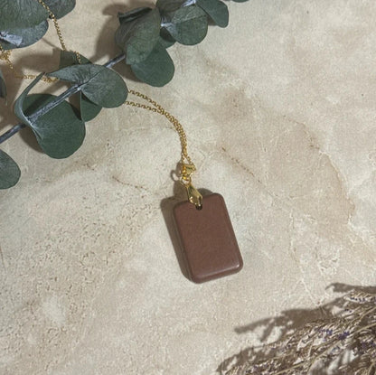 Copper Glow: Rectangular Pendant Necklace