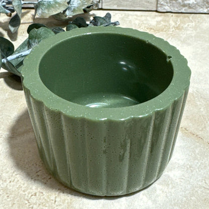 Emerald Glow: Green Ribbed Tea Light Holder