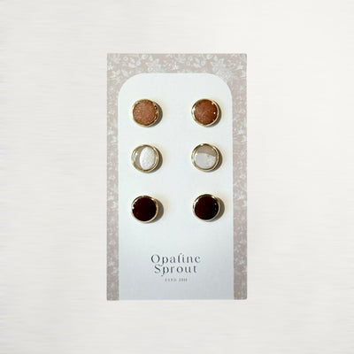 The Dot Studs – Linen, Hayride, Golden Hour, Cherry Cordial